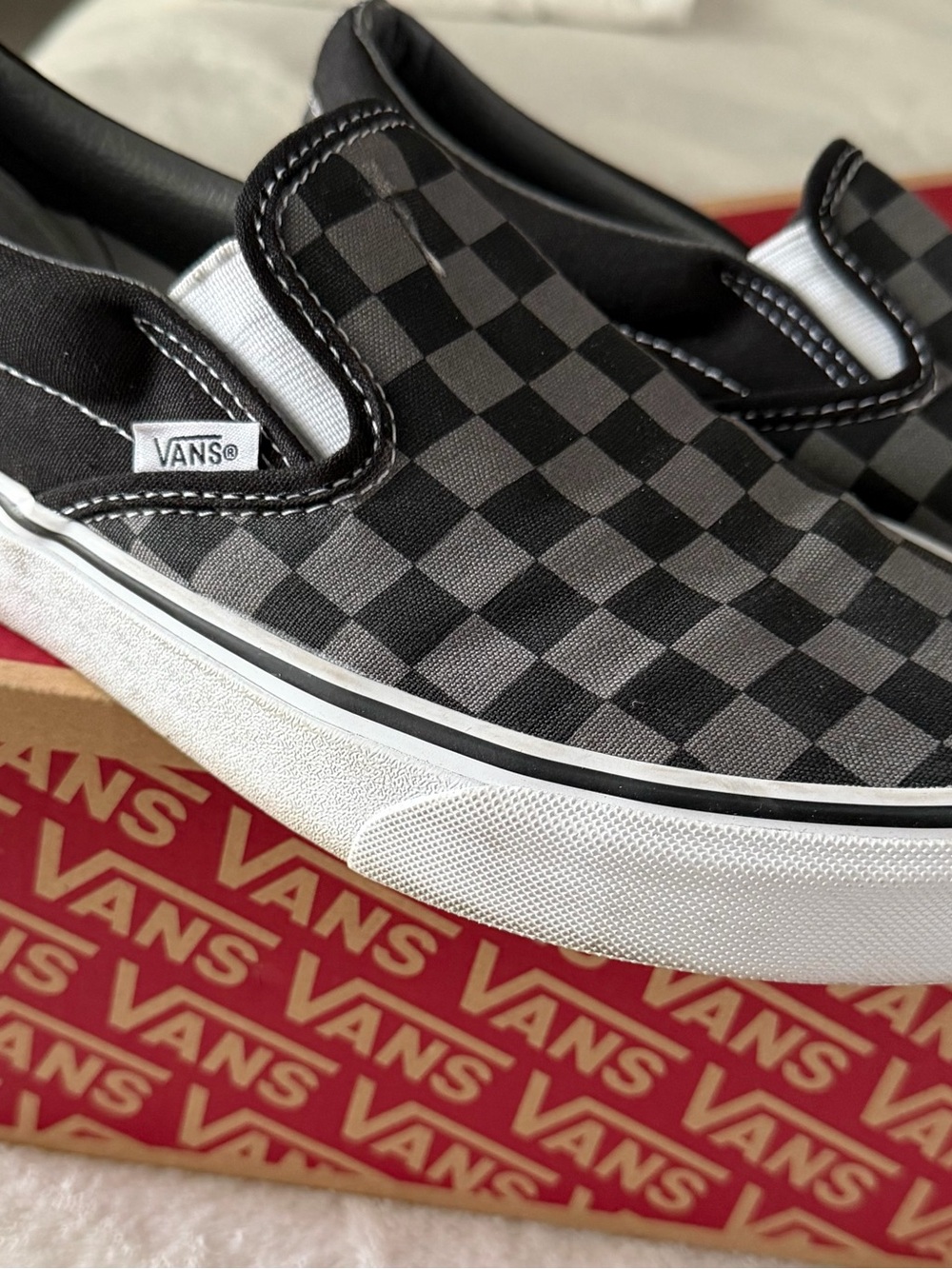 Vans Checkerboard Slip-On in Black and Grey